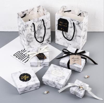 China Fashionable Marble Jewelry Box Packaging Multifunctional Paper Jewelry Boxes Wholesale Customized LOGO Necklace Gift Box for sale