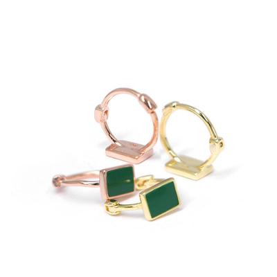 China FASHION NEWS 925 Fashion Silver Simple Women's Green Gem Huggie Earring Stud for sale