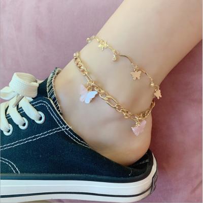 China FASHIONABLE Style Hot Jewelry Alloy Anklet Butterfly Chain Multilayer Anklet For Women And Baby for sale