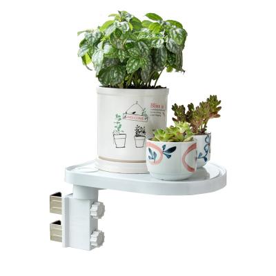 China TB-3 Swivel Square Clip Balcony Window Sash Flower Pot Holder Plastic White Flower Stands for sale