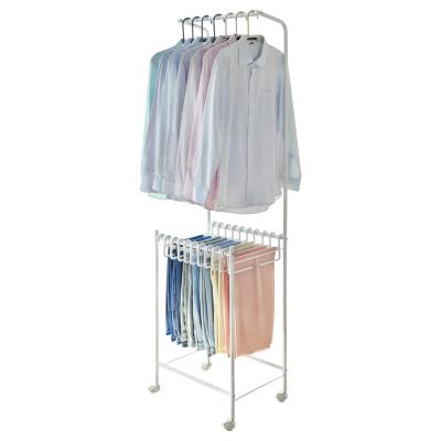 China Bathroom Easy Style Garment Organizer Removable Clothes Drying Rack 2 Tier Balcony Drying Rack For Clothes for sale