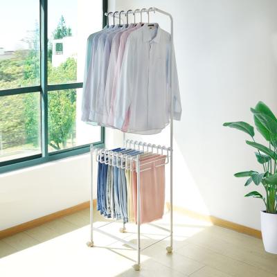 China Sprayed Bathroom Multilayer Drying Steel Pipe With Plastic Metal Hangers Hanger Rack For Clothes Hangers for sale