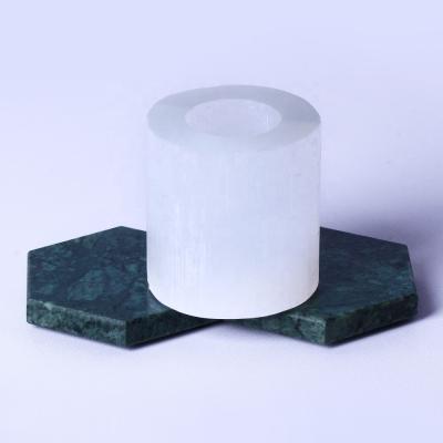 China Selenite Stone Crystal Candlestick Crystal Crafts Raw Selenite Carving Natural Cylindrical Healing Candlestick Wholesale from Europe for sale