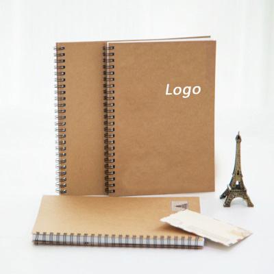 China Custom Printed Hardcover Vintage Kraft Paper Coil Sketch Notebook Custom Logo Blank Notepad for sale