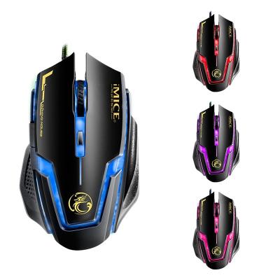 China IMICE A9 Game Wired Gaming Mouse Macro Definition 6 Button Four-color Controllable Breathing Lightweight Mouse for sale