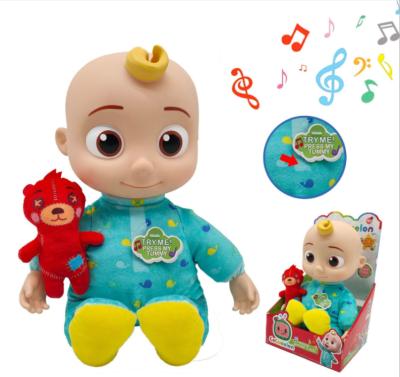 China Battery Operated Soft Toy Cocomelon Doll JJ Stuffed Plush Toy With Music 34cm Sleeping Baby Toys For Kids Gift for sale