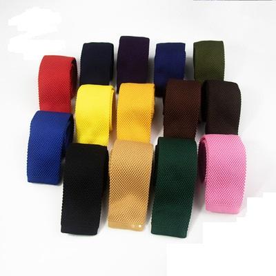 China New high quality pure color knitted tie men's casual flat head tie ultra narrow casual 5cm flat head tie for sale