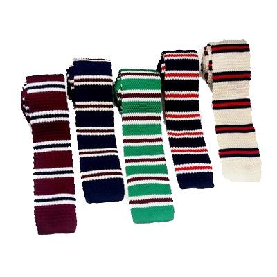 China Flat Head Polyester Knitted Tie Tie Business Workplace Business Casual Flat Head Men's Striped Tie for sale