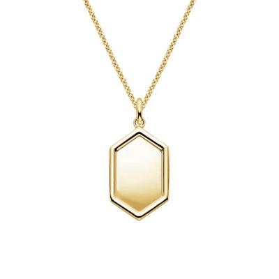 China Romantic Lady Fashion Design Hexagon 18k Yellow Gold Wedding Locket Necklace for sale