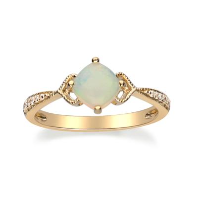 China Hot Sale 14k Yellow Gold Romantic Opal With Diamond Fashion Wedding Ring for sale