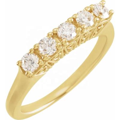 China Romantic Hot Sale 14k Yellow Gold Diamond Anniversary Band Ring for sale