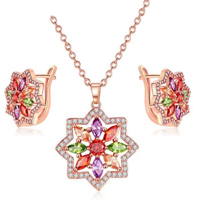 China Colorful Zircon 925 Sterling Silver Jewelry Set CLASSIC Elegant Fashion Jewelry Designs for sale