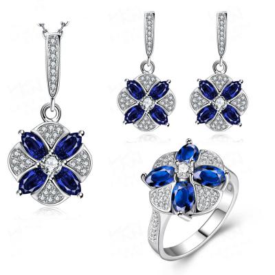 China CLASSIC Sapphire de Vinci Jewelry Fashion Design Blue 925 Sterling Silver Women Jewelry Set For for sale