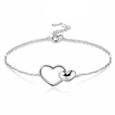 China Wholesale CLASSIC 925 Sterling Silver Heart Shape Plain Silver Bangle For Girl for sale