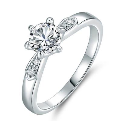 China CLASSIC Round Shape White CZ 925 Sterling Silver Jewelry Classic Silver Ring Exquisite Silver Promise Ring for sale