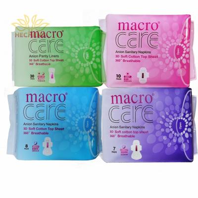 China Macro Care Brand Anion Super Absorbent Women Sanitary Pads, Women Anion Sanitary Napkin Wholesale for sale