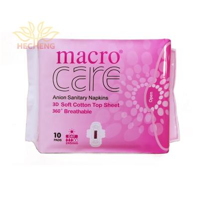 China Super Absorbent Macro Care Day Use Anion Branded Sanitary Pads, Bamboo Fiber Sanitary Napkins, Organic Feminine Pads for sale