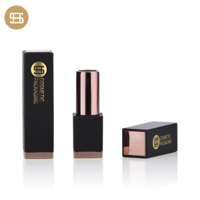 China Cosmetic Custom Logo High End Empty Rose Gold Magnet Luxury Matte Lipstick Black Square Case/Tube/Container for sale