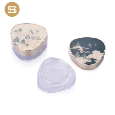 China Other Luxury Triangle Fancy 3 Well Luxury Empty Cosmetic Loose Powder Jar With Strainer for sale