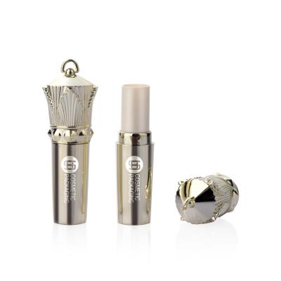 China Empty Single Metallic Gold Lipstick Cosmetic Luxury Customized Cosmetic Tube for sale