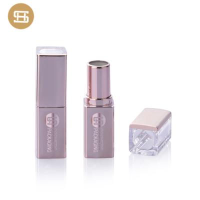 China Popular Cosmetic Empty Square Lipstick Container Rose Plastic Gold Lipstick Tube Container 12.1 for sale