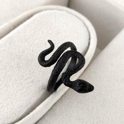 China 2020 Newest Vintage Neo-Gothic Style Black Color Alloy Snake Ring Retro Punk Adjustable Opening Gothic Ring for sale