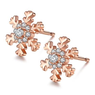 China FASHIONABLE Snowflake Sterling Silver Zircon Stud Earrings 925 Jewelry Trend for sale