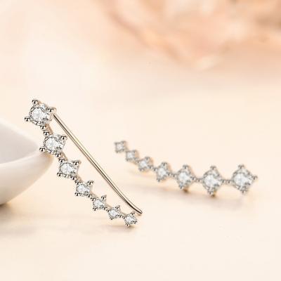 China TRENDY 2020 New Design 7 Crystals Ear Cuffs Circle Arrow Climber Bling Zircon S925 Sterling Silver Earrings for sale