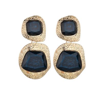 China Vintage Fashion African Gemstone Geometric Elegant Dangle Retro Statement Earrings for sale