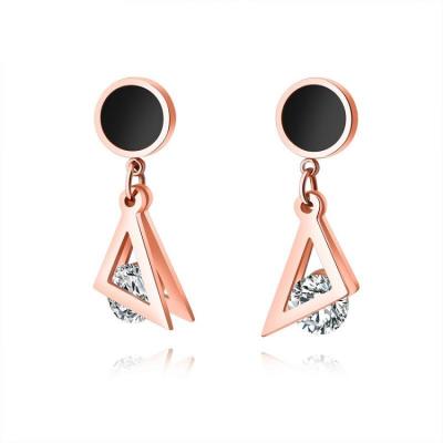 China Vintage Titanium Steel Style Handmade Geometric Exaggerated Gold Plated Triangle Titanium Steel Earring for sale