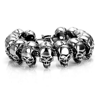 China Wholesale Punk Stainless Steel Luxury Skull Rock Bracelet Men's Main Bracelet Hiphop Stainless Steel for sale