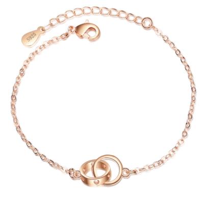 China Silver Buckle Rose Gold Plated Silver Fashion Double Bracelet for sale