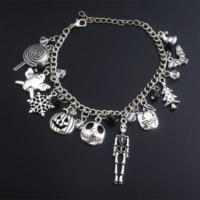 China Hot Sales Alloy Halloween Pumpkin Ghost Jack Charm Bracelet For Women for sale