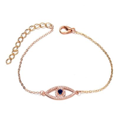 China 2020 Fashion Trendy Metal Chain Copper Bracelet Paved Zircon Eyes Charm Bracelet For Gift for sale