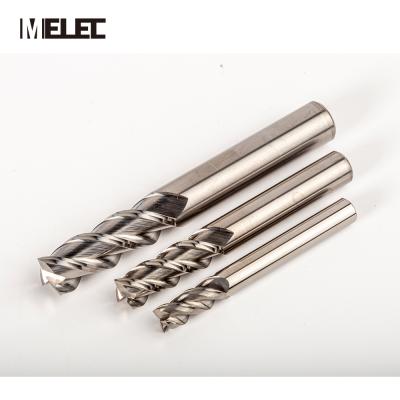 China CNC Process MELEC Size D8*24*D8*60mm Size D8*24*D8*60mm Aluminum Carbide 3 Flutes Cutters / Solid Flat Square Aluminum End Mill Factory Customized For Wood for sale