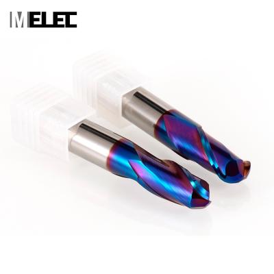 China CNC Process MELEC Cnc Tools Tungsten Carbide Hrc 50 Hrc 50 Blue Nano Cutter 60 Liner 2 Flute Diameter 1-20mm End Mills for sale