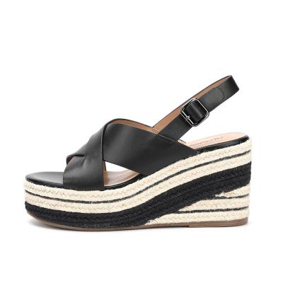 China Process Factory Wholesale Size Anti-skid Customized High Heels Increasing Platform Walking With Strap Wedge Back Sandals for sale