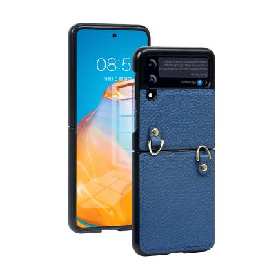 China Custom Newest Free Sample Galaxy Z Flip3 Flip4 5G Cell Phone Case Shockproof Leather Cell Phone Case For Samsung Z Flip3 Phone Case for sale