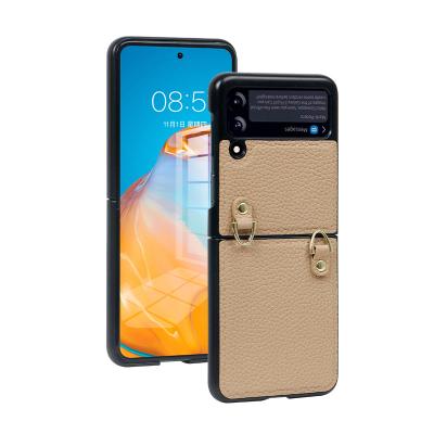 China Luxury Custom Shockproof Case Galaxy Flip 3 Leather Protective Case Z Flip3 Flip4 Smartphone Shell Phone Case For Cell Phone Samsung for sale