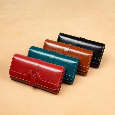 China Custom Leather Women's Wallets RFID Wallets Card Holder Notecase Large Capacity Leather Free Design for sale