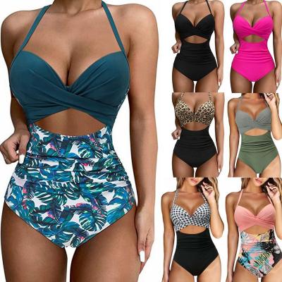 China Hot Selling Dismountable Padded Swimwear Beach Wear Bikini Leopard One Piece Sexy Strapless Bikini For Women Girls for sale