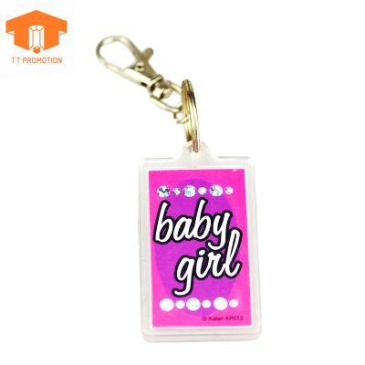 China Cute Baby's Advertising Designer Acrylic Keychain Blanks Clear Sublimation Crystal Resin Keychains Halloween Car for sale