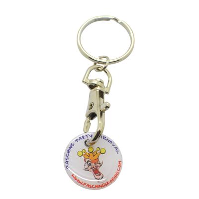 China Coin Key Chain For Shopping Carts Customized Multitool Round Rubber Supermarket Holder Coin Key Chain Metal Trolley Bag Key Chain Symbolic Logo for sale