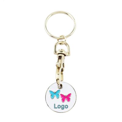 China Shipping Trolley Souvenir Keychain Key Ring Token Personal Key Chain Brand Coin Zinc Alloy Key Chain For Lovers for sale