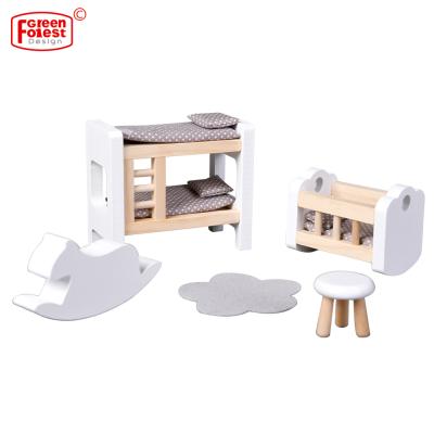 China Beautiful Wooden Doll House Wooden Kid's Room Doll Furniture Pretend Play Toy for sale