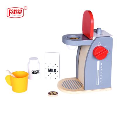 China Wood Kids Wooden Toy Coffee Maker Pretend Play Set Kitchen Learning Toys for sale