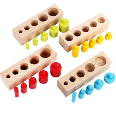 China Educational Toy 4 Color Hold Cylinder Block Set Wooden Montessori Educational Toys for sale