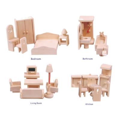 China Wooden Miniature Wooden Dollhouse Furniture Sets for sale