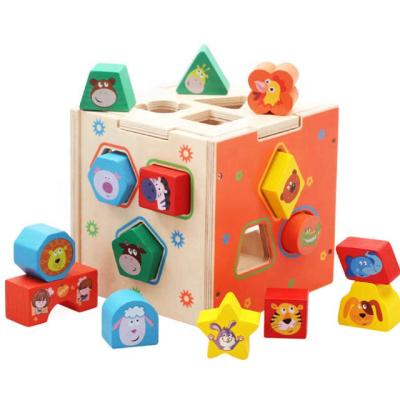 China Toy Wooden Shape Sorting Cube Wooden Educational Box for sale