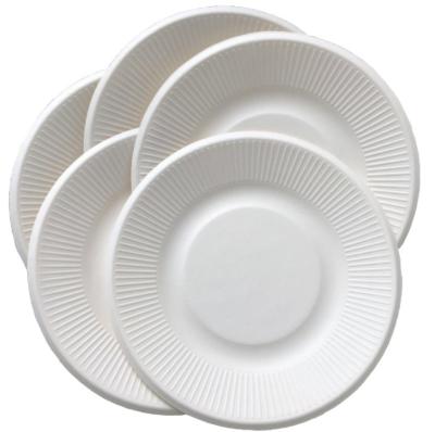 China Disposable Packaging Biodegradable Paper Plate Disposable Sugar Cane Round Dish Tableware Dishes for sale